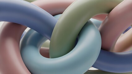 Intertwined pastel tubes in a complex knot