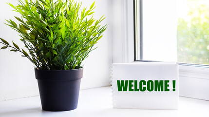 The concept of a welcome word for a block, text