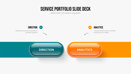 Creative Plan 2 Step Infographic Slideshow Template. Corporate Overview Two Element Diagram Presentation Design. Investor Proposal Frame Layout Vector Illustration.