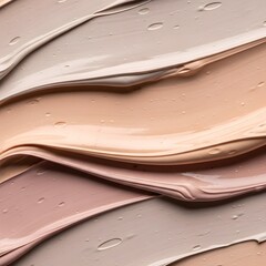 Swirls of creamy foundation with water droplets