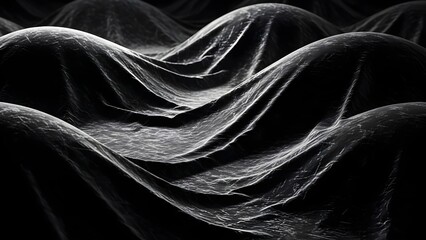 Elegant black fabric with subtle waves and textures