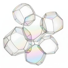 Abstract geometric iridescent polyhedra arrangement
