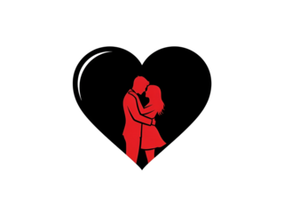 A romantic couple embracing each other on transparent background