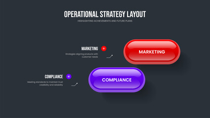 Marketing Introduction 2 Element Diagram Slideshow Template. Investor Planning Presentation Layout Vector Illustration. Digital Showcase Two Step Infographic Slide Design.