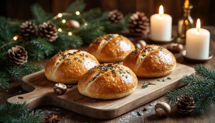 Herb rolls holiday setting