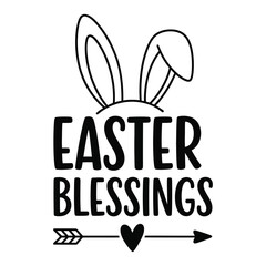 Easter Blessings Minimal Bunny Ears Typography Design