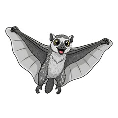 Obraz premium Friendly Cartoon Flying Lemur in Mid-Flight.