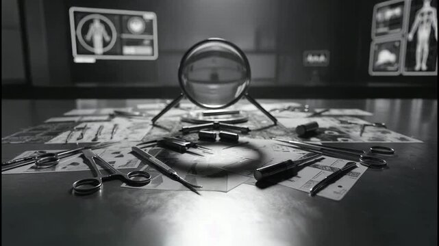 A Surgical Examination: Detailed Look at Medical Instruments on a Surgical Workspace