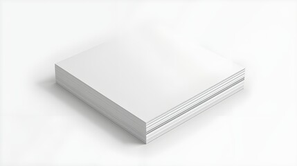 Stacked white pages featuring smooth surface, natural depth, soft shadows, and clean corporate layout for branding.