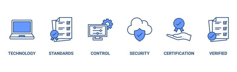 ISO 27001 banner web icon vector illustration concept for information security management system (ISMS) with an icon of technology, standards, control, security, certification, and verified