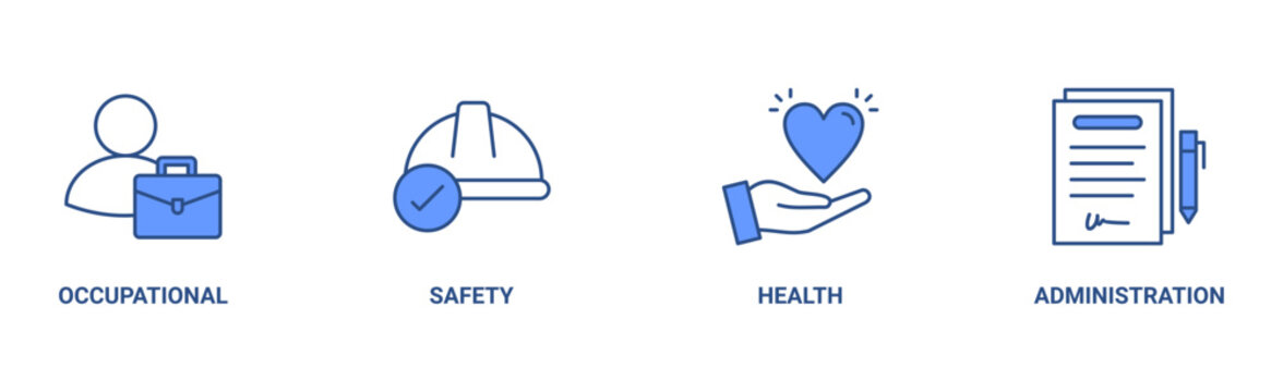 OSHA banner web icon vector illustration concept for occupational safety and health administration with an icon of worker, protection, healthcare, and procedure