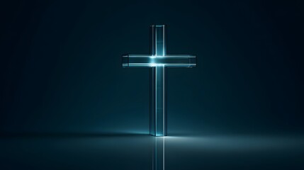 Modern Faith Meets Technology A Glowing Cross Concept Stock Photo Design