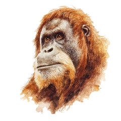 Orangutan watercolor artwork, high-quality professional vector illustration isolated on a white background. © Cooper