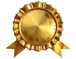 Gold seal with a frilled edge and ribbons