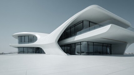 Modern Futuristic Architectural Building with Fluid Design