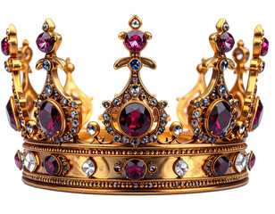 Jeweled gold crown with red & blue gems