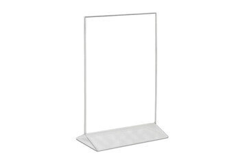 Clear acrylic menu stand displaying restaurant information