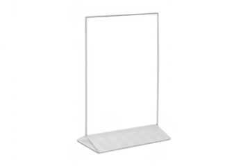 Clear acrylic menu stand displaying restaurant information