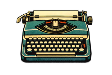 Retro Halftone Illustration of Vintage Typewriter