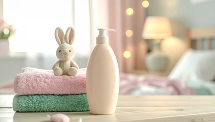 Baby Lotion Bottle with Small Bunny Toy