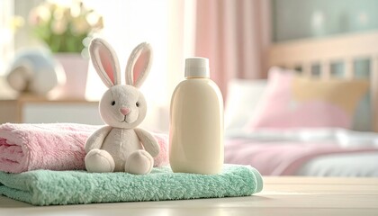 Baby Lotion Bottle with Small Bunny Toy