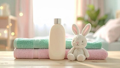 Baby Lotion Bottle with Small Bunny Toy