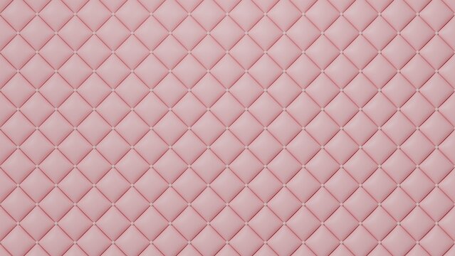 ピンクのぷっくりしたキルティング生地の背景。リアルな質感の3Dテクスチャイラスト。コスメや女性向け商品のプロモーションに適したアートワーク
