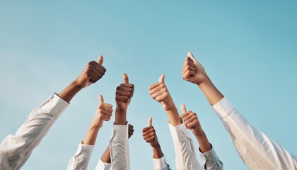 Diverse Group of People Showing Thumbs Up Gesture in Unity and Approval