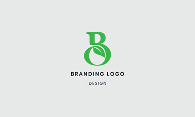 Flat design monogram leaf B logo