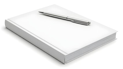 Premium White Book Cover Mockup with Pen for Modern Corporate Branding.