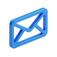 Stylized Blue Email Icon Representing Digital Communication and Correspondence Symbol isolated on Transparent Background