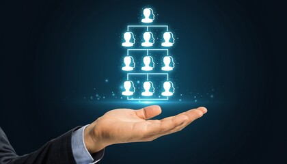 Digital Human Resources Management and Team Leadership Concept with Virtual People Icons