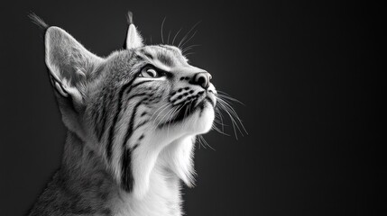 Black and white bobcat portrait