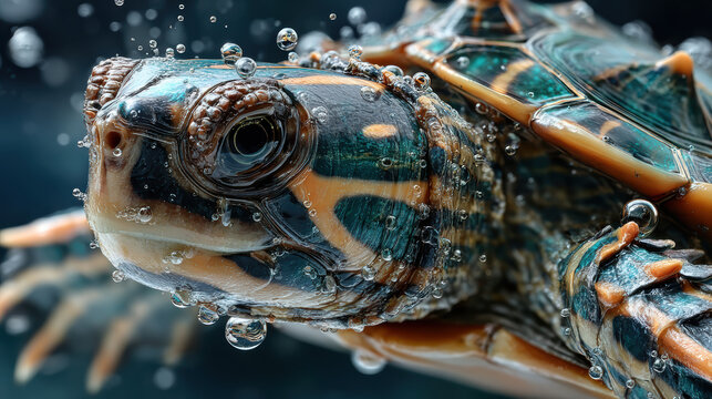 Turtle reptile underwater bubble closeup wildlife animal nature aquatic shell calm turtle reptile underwater with bubble closeup wildlife animal