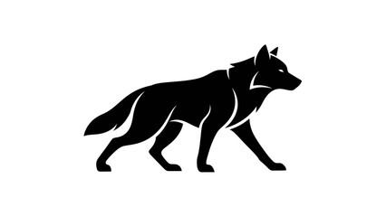 Silhouette of a powerful wolf walking with determination. © hafis