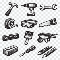 Hand-Drawn Construction and DIY Tools Collection