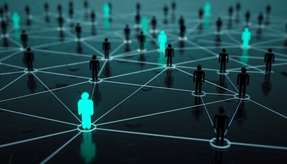 Social Network Leadership and Digital Connection Concept Highlighting Central Individual