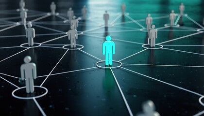 Social Network Leadership and Digital Connection Concept Highlighting Central Individual