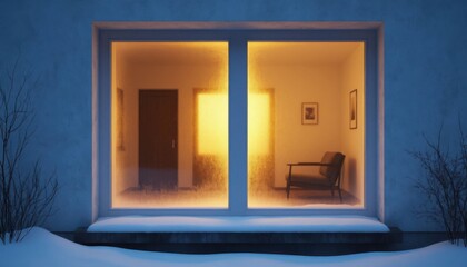 Warm window winter night