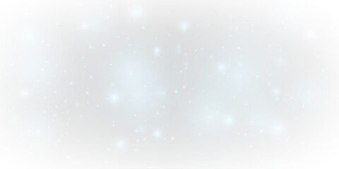 Blue dust glows shimmer, sparkle, glitter across soft bokeh blur. Sparks, twinkling particles, luminous highlights, flare create magical Christmas and New Year festive light. PNG vector illustration.