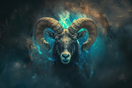 Abstract astrological concept of Aries zodiac sign symbol