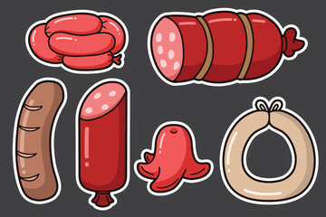 set of sausage good for sticker, badge, element design, print design, etc