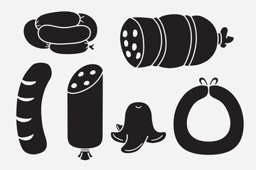 set of sausage good for icon, symbol, element design, silhouette design, etc
