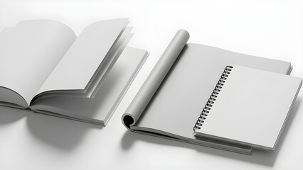 Modern open book mockup with soft lighting and clean professional presentation.