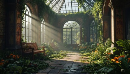 Overgrown Greenhouse Interior Light
