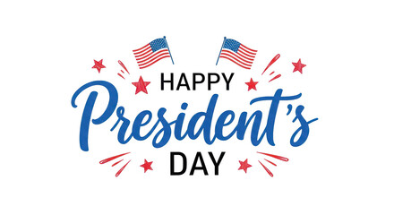 Happy Presidents Day vector illustration featuring stars and stripes with vibrant colors, perfect for holiday celebrations and greetings. Isolated on transparent background.