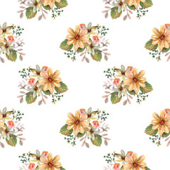 Sweet flower seamless pattern on white background. Seamless pattern for beauty products or other.