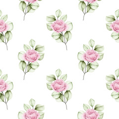 Sweet flower seamless pattern on white background. Seamless pattern for beauty products or other.