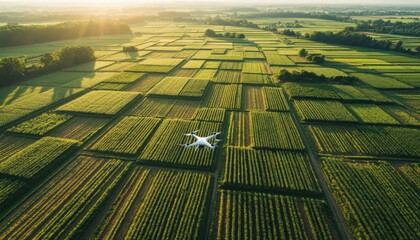 Aerial Drone Farm Landscape