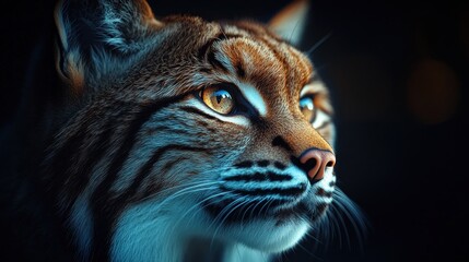 Obraz premium Close-up of a lynx's head, intense gaze